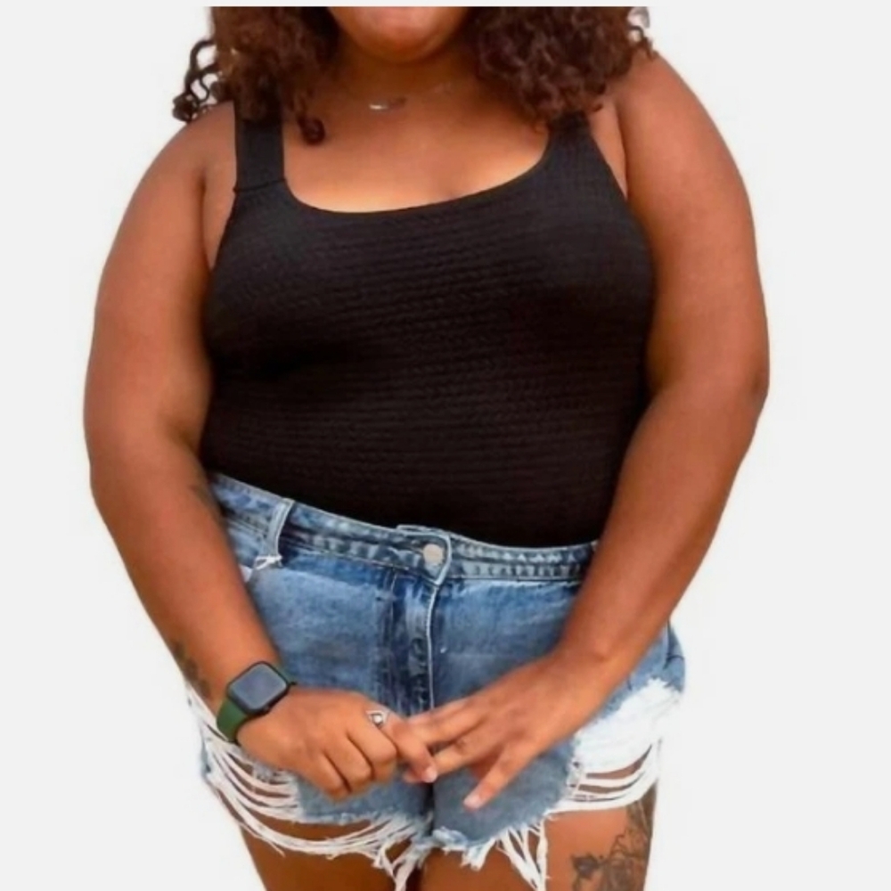 B09 Heyson kylee  textured bodysuit  Black